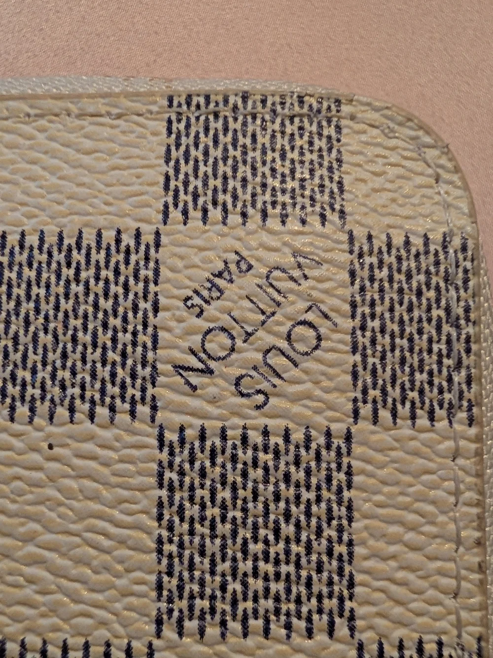 Louis Vuitton Beige and Gray Checkered Wallet Authentic New